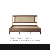 Luxurious Queen & California King Size Bed with Black Walnut Frame & Upholstery Headboard for Bedroom ps-003